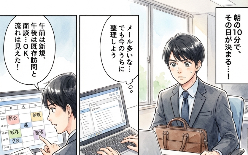 社員の一日のマンガ事例